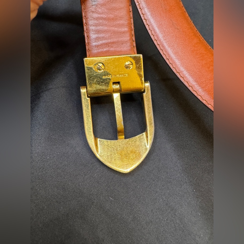 Louis Vuitton EPI Leather Cognac Brown Gold Buckle Belt - Picture 5 of 16
